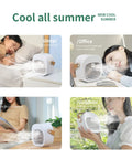 Collage of Cordless Mini AC With 6000mAh Battery in use at home, office, and outdoors, showing versatility and cool air distribution.