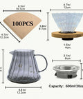 Go To Pour Over Coffee Maker Set With 20oz Borosilicate Glass Carafe Bamboo Base And Spiral Stand V Shaped Dripper 100 Paper Filters Plastic Free Manual Brewer