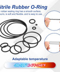 50 Pack Nitrile Rubber O Rings 6mm OD 3mm ID 1.5mm Wide Buna N Seals For Car Auto Plumbing Faucets Gas And Air Lines Waterproof Oil Resistant Replacement Gaskets shown stretched