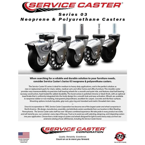 3 Inch Heavy Duty Polyurethane Caster Wheels With Bright Chrome Hood Top Tier Grip Ring Stem Zero Friction Roll 7 16 Inch Stem Length For Furniture Carts And Rolling Rigs