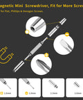Magnetic Mini Screwdriver in silver, fits various screws for Top Tier Eyeglass Repair Kit Including 24 Pairs Of Replaceable Nose Pads.