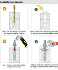 Installation guide for Pack Of Eight Zinc Plated Wedge Anchors Measuring Three Eighths Inch By Three And One Sixth Inches For Concrete