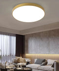 24 Inch Gold Round LED Flush Mount Ceiling Light With Three Color Temperatures 3000K 4000K 5000K 40W Modern Fixture For Bedroom Living Room Kitchen Hallway