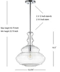 Chrome Modern LED Pendant Light for Kitchen Island and Hallways, Clear Glass Shade, Adjustable Ceiling Lamp, 13.37 Inch