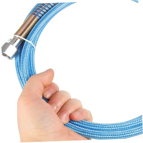 Hand holding High Pressure Steam Hose For Steam Iron Three Meter Length Heavy-Duty High Temperature Tubing Replacement
