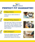 Checklist with videos, virtual fitting, and return options for Ambidextrous Wrist Brace With Adjustable Malleable Aluminum Cuffs