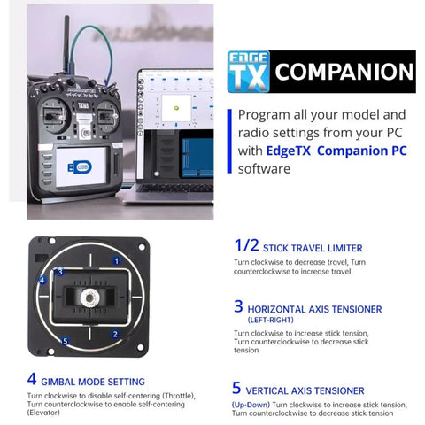 TX16S MKII V4 Transmitter With Hall Gimbals And ELRS 2.4G Wireless System OpenTX EdgeTX Supported FCC Version, EdgeTX Companion display