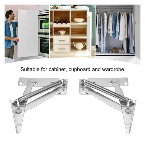 Rotating Concealed Hinges For Cabinets And Wardrobes, Heavy Duty Steel Spring Lift Hinge Set, 2 Piece, Easy Install