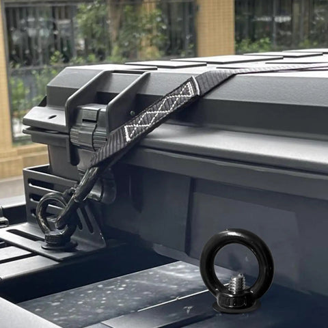 M8 Eye Bolt 4 Pack For Roof Rack And T Slot Systems Black Heavy Duty Tie Down Rings securing cargo with straps