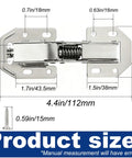 8 Piece Soft Close Cabinet Hinges Surface Mount Kitchen Cupboard Door Hardware Includes Mounting Screws dimensions and details.