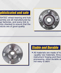 Ford Fusion Front And Rear Wheel Hub Bearing Assembly With ABS 5 Lug Drop-In Replacement Fits 2013-2020 Fusion Police Responder Hybrid SSV Plug-In 2019-2020 And Lincoln MKZ 2013-2016 shown with quality assurance text