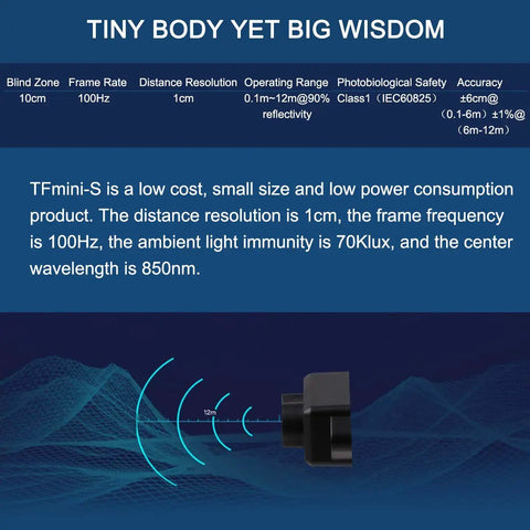 Tiny But Mighty TFmini S Micro LiDAR Module For Obstacle Avoidance, 0.1-12M Range, Single Point Ranging Sensor diagram
