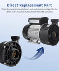 Heavy Duty Spa Hot Tub Circulation Pump Wet End Replacement Repairs LX Pump WTC50M Standard Models with motor and ports.