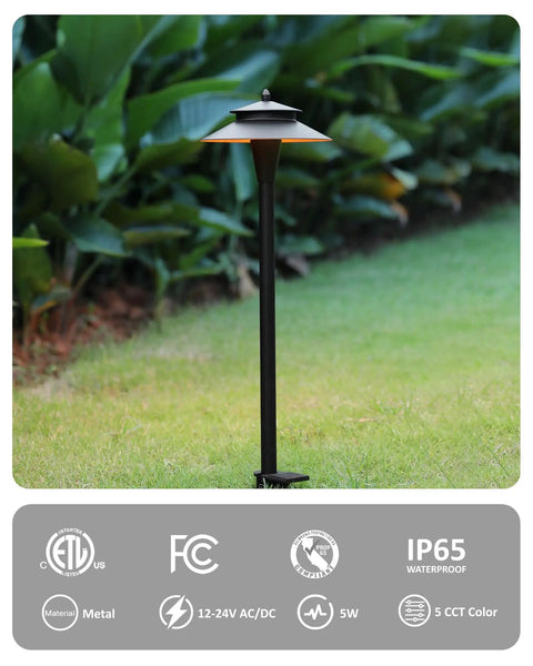 Low Voltage LED Pathway Lights 12V Wired With Adjustable Color Temperatures 2200K 2700K 3000K 4000K 5000K Black 20 Inch