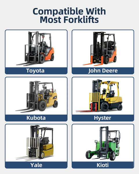 Heavy Hitter 72 Inch Pallet Forklift Extensions 5.3 Inches Wide Rock Solid 5500 Lbs Capacity on various forklift brands