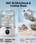 Hella Compact Portable Mini Washer For Underwear And Socks With Cordless Rechargeable Design For Travel Dorm And RV Use featuring 360° bi-directional wash.