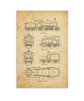 Steam Locomotive Blueprint Poster For Train Nerds Giant Wall Art For Living Room Or Bedroom Decor 24x36 Inch Glossy Canvas Print