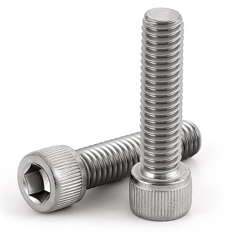 Pro Shop Grade M8 X 1.25 Full Thread Socket Head Cap Screws In Tough As Nails 304 Stainless Steel With Secure Allen Drive For Heavy Duty Projects And Quick Garage Fixes Pack Of Twenty stacked on each other.