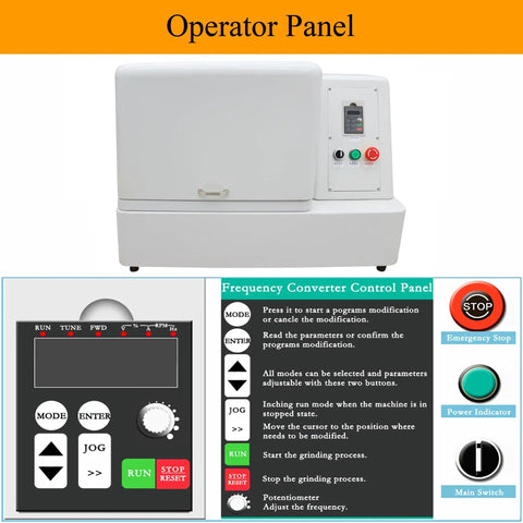 Operator panel of 4L Planetary Ball Mill With Four 1000ml Jars Ceramic Grinding Machine for lab and industrial use.
