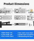 Beefy Stainless Steel Hidden Door Hinge With 360 Degree Pivot Rotation And 570 Lbs Load Bearing, Concealed Door Hardware for Bookcase Doors, shown with screws and drill components.