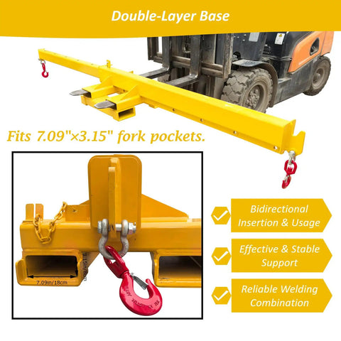 Nail Every Lift Task With This Heavy Duty 5 Ton Forklift Jib Boom Crane featuring bidirectional telescopic hoist for 7.09x3.15 fork pockets.