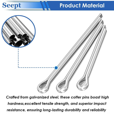 315Pcs Cotter Pin Assortment Kit Zinc Plated Steel Split Pins Fasteners For Auto And Truck Axles Trailer Hitches Tractors