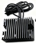 Black Alternator Conversion Kit For 1965 To 1983 Sportster XL Models featuring a cooling plate and wires.