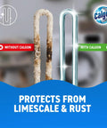 Comparison of limescale buildup on metal without and with Straight Up Heavy Duty Washing Machine Cleaner And Water Softener Tablets.