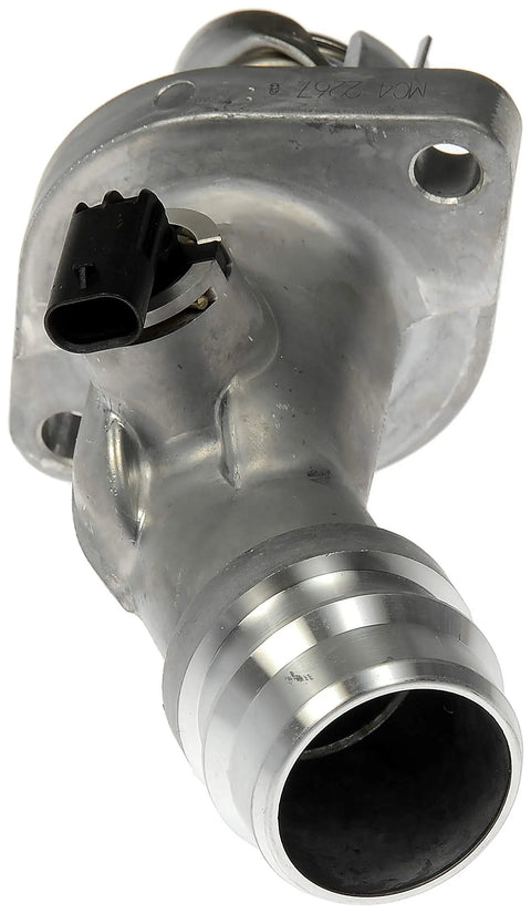 Heavy Duty Engine Coolant Thermostat Housing Assembly Direct Replacement Water Outlet showing metal construction and connection points.