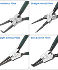 Built Tough 7 Inch Snap Ring Pliers Set Internal And External Circlip Pliers Kit with straight and bent jaw for ring removal.
