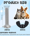 Heavy Duty Pet Carrier Door Hardware Replacement Set Featuring 24 M6 Stainless Steel Screws And 24 Twist Lock Wing Nuts, 5.5mm thick bolts.