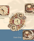 DIY 3D Wooden Puzzle Clock Kit With 168 Pieces, Mechanical Model For Home Decor, Wall Clock With Roman Numerals, Vintage Dip Dye Finish, Quartz Movement, Awesome Gift For Teens And Adults, Easy Self Assembly with 12 constellations, month/week, and date dials