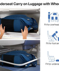Underseat Carry On Luggage With Wheels Lightweight 30L Softside 16 Inch Spinner Suitcase Airline Approved Personal Item