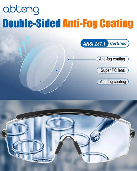 Boss Level Safety Glasses Over Eyeglasses With Hella Good Anti Fog Coating, showing clear lens design and anti-fog features.