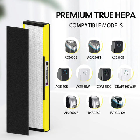 Premium True HEPA filter compatible with AC5000, AC5250PT, AC5300B, AC5350B, AC5350W, CDAP5500 models for cleaner indoor air.