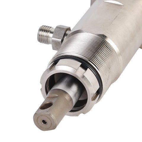 Close-up of Pro Grade Airless Paint Spray Pump 248204, stainless steel build, showing nozzle detail for Graco Ultra Max II sprayers.