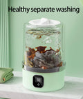 Ace Portable Washer Machine For Laundry Slick Pulsator Spin Clears Tough Stains While Guarding Delicate Fabrics Knockout Abs Housing Fits Dorm Rooms And Tiny Spaces Smoothly In Purple, showing compact design with visible dirty clothes in clean water.