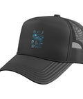 Sick Gauge Square Vise Trucker Hat For Machinist And CNC Guys, Black Five Panel Mesh Back Snapback Cap with blue tool gauge design.