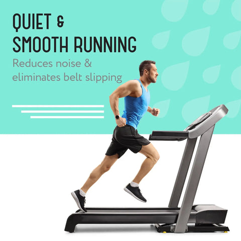 Man running on treadmill using 100 Percent Silicone Treadmill Lubricant For Quiet Belt Performance Easy Apply Lube For Home And Commercial Treadmills