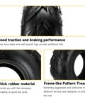 Tubeless 145/70-6 Mini Bike Tire For Coleman CT100U Baja Dirt Bug DB30 RT100 Motovox tread detail with directional pattern