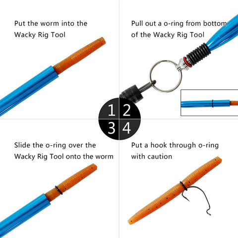 Step-by-step guide using Wacky Rigging Bass Fishing Tool For Wacky And Neko Styles With Camo Finish Includes 125 O Rings And 10 Bonus Hooks