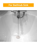 Heavy Duty Rubber Tub Stopper With Fifteen Inch Stainless Steel Beaded Chain Fits 1.5 To 2 Inch Drains Locks Securely In Place Like A Champ Every Single Time in a bathtub sink.