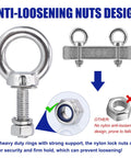 Set Of 8 M10 Eye Bolts With Nuts And Washers, 304 Stainless Steel Built Tough Heavy Duty Lifting Rings, Shoulder Style Eye Bolts