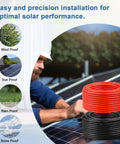 Beefed Up 10 AWG Solar Extension Cable Kit 200 Ft Black And Red Tinned Copper PV Wire displayed on rooftop installation