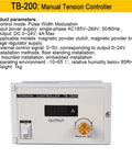 Front view of TB-200 Manual Tension Controller showing power switch and tension set dial.