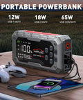 10 In 1 car jump starter with air compressor roadside lifesaver 8000A jump box next to charging devices on table