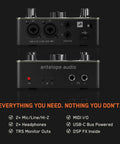 Rear view of Zenith 2 USB C Audio Interface For Guitar, Vocals, Streaming And Podcasting, showing inputs and outputs.