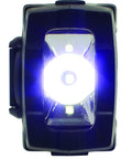 Close-up of LED flashlight on Rugged Multipowered Portable Emergency Weather Radio And Flashlight With Hand Crank Solar Power USB.