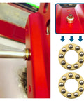 Thrust ball bearing set, 8pcs, 8x16x5mm, chrome steel; collage showing installed bearing on red frame and close-up of bearings