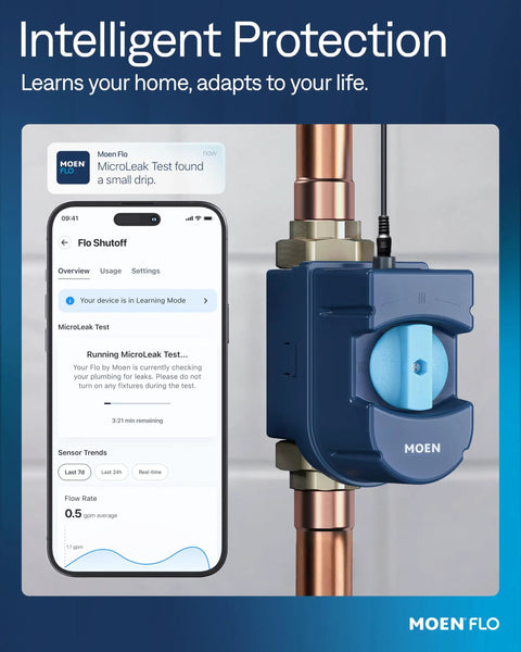 Automatic Water Leak Detector And Shutoff For Your Whole Home On The Main Line One And A Quarter Inch With 24 7 Monitoring Detects Leaks Early And Automatically Cuts Water Flow To Prevent Damage And Save You Time And Money. Smart valve on copper pipe with phone app